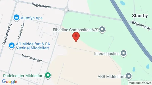Værkstedslokaler til leje i Middelfart - kort over placeringen