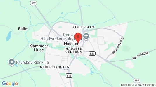 Værkstedslokaler til leje i Hadsten - kort over placeringen