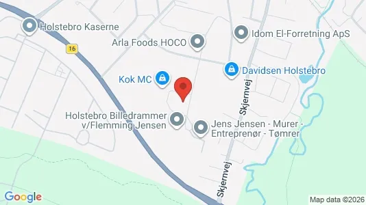 Værkstedslokaler til salg i Holstebro - kort over placeringen