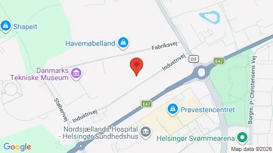 Værkstedslokaler til leje i Helsingør - kort over placeringen