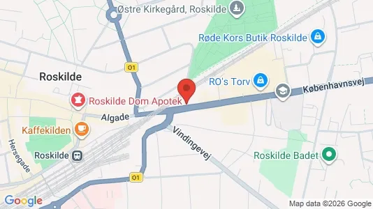 Værkstedslokaler til leje i Roskilde - kort over placeringen